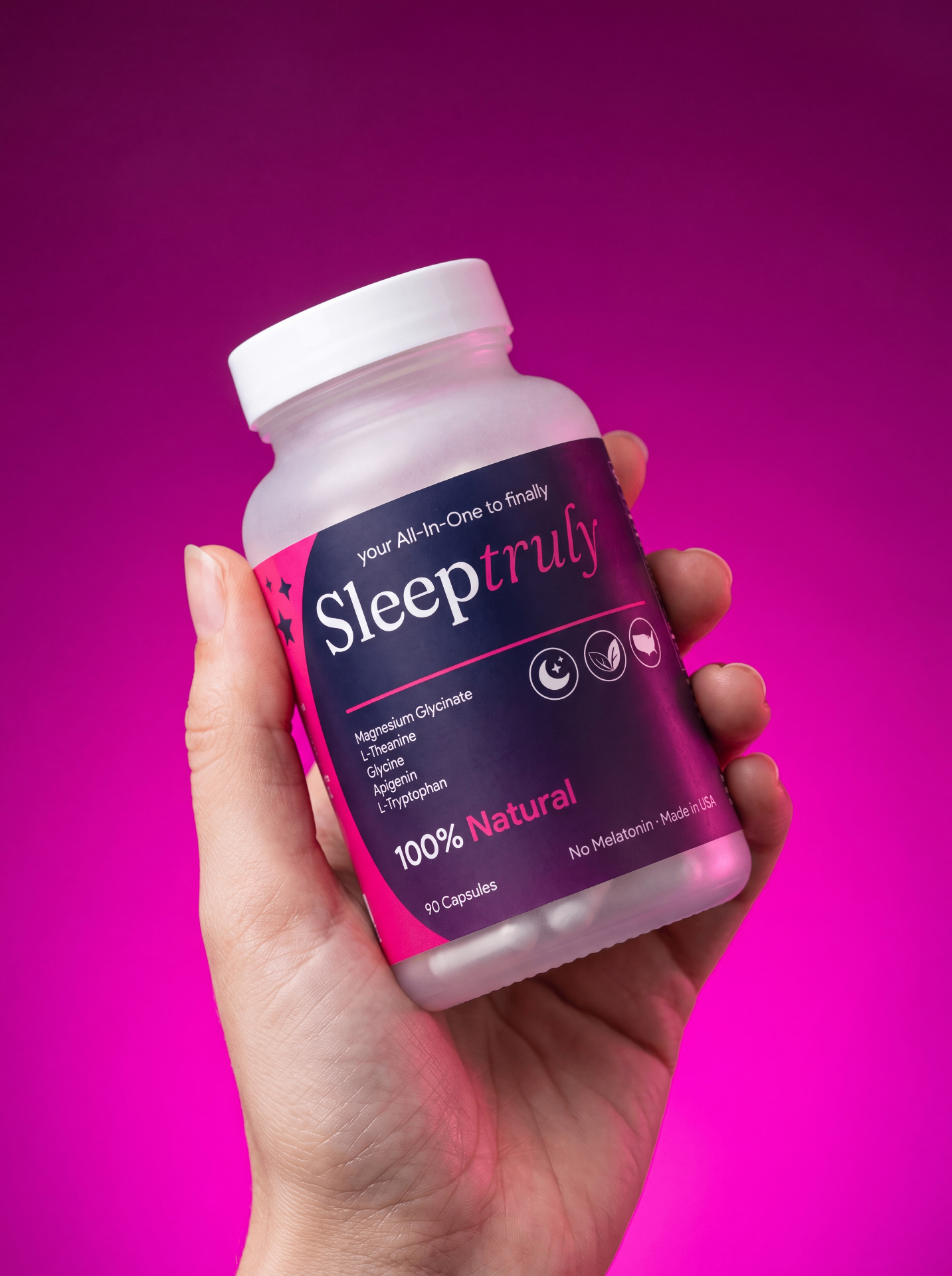 Sleeptruly bottle, front