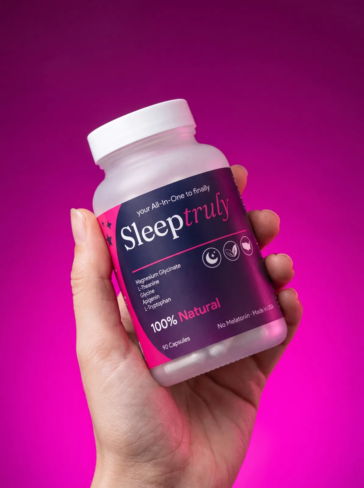 Sleeptruly bottle, front