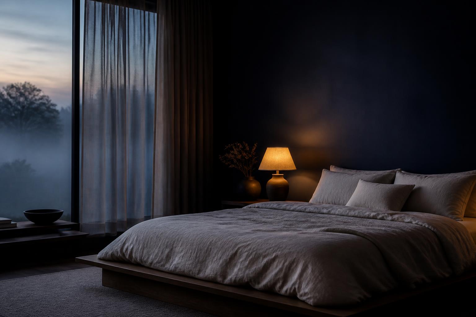 Calm bedroom at dawn